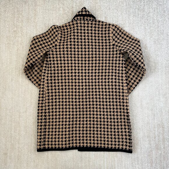Ann Taylor Houndstooth Shawl Collar Long Cardigan Sweater Knit Jacket L - Picture 4 of 9